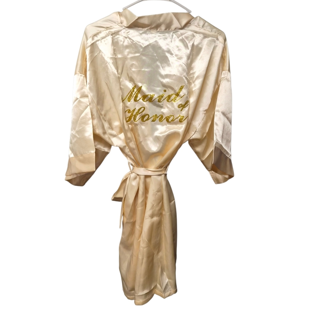 Gold Satin Maid of Honor Robe Size M Bridal Getting Ready